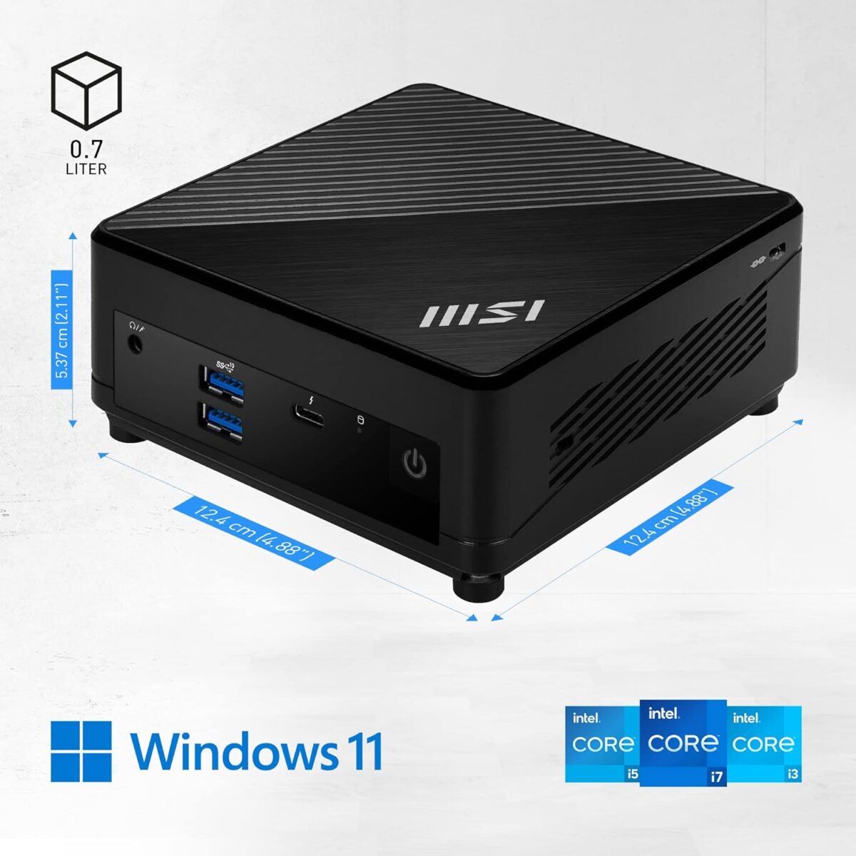 MSI Cubi 5 12M-478EU i7-1255U 16GB SSD512GB Intel Iris Xe Graphics AX211 WiFi 6E Windows 11 Pro Black - Image 1
