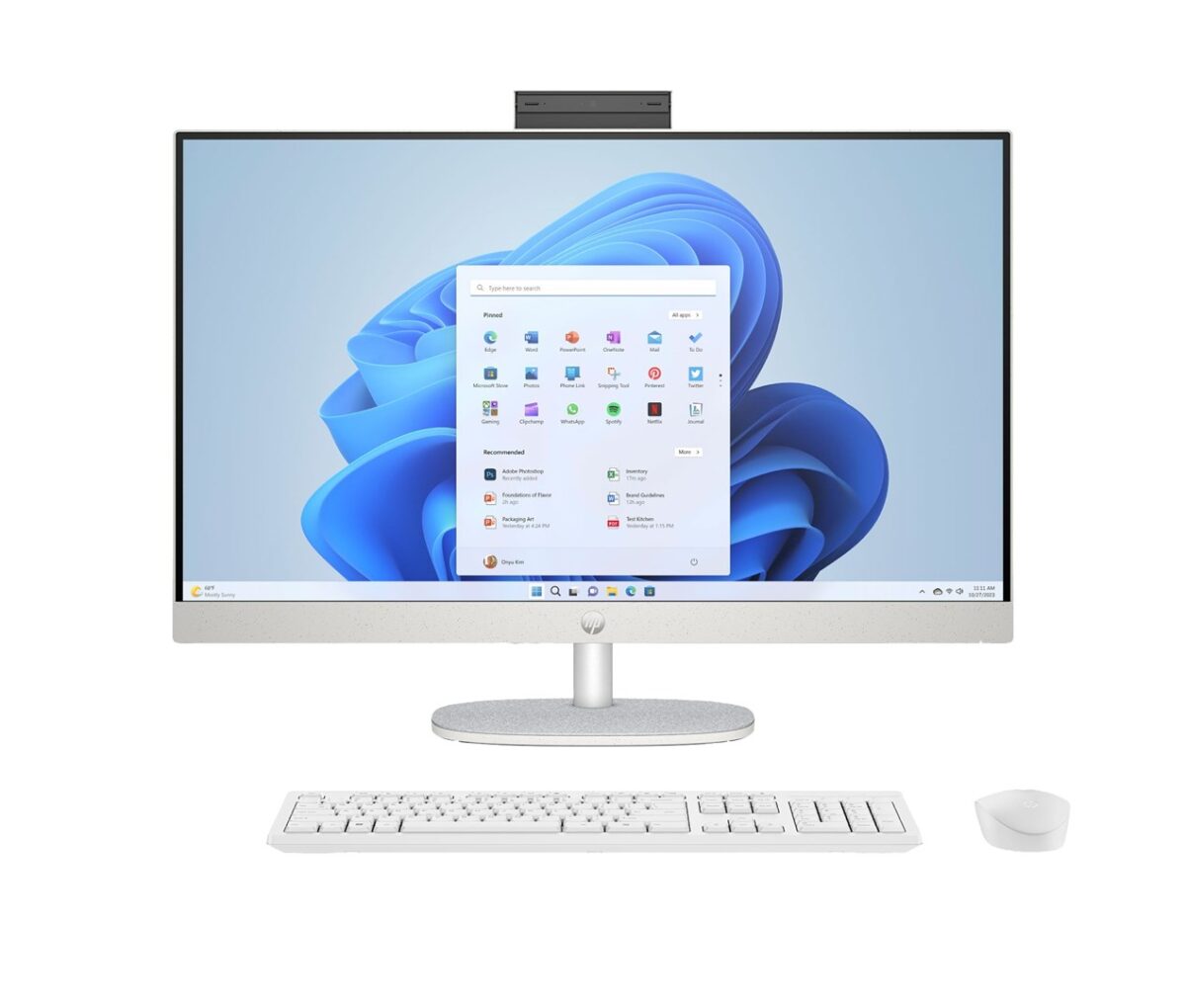 HP 27-cr0222nw AMD Ryzen™ 7 7730U 68.6 cm (27 ) 1920 x 1080 px All-in-One PC 16 GB DDR4-SDRAM 512 GB SSD Windows 11 Home Wi-Fi 6 (802.11ax) White - Image 1