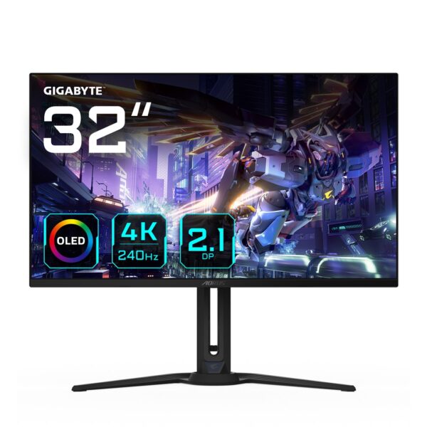 GIGABYTE AORUS FO32U2P 32” OLED Gaming Monitor - 3840 x 2160(UHD)  240Hz  0.03ms  250 cd/m2  KVM  FreeSync Premium Pro  DisplayHDR True Black 400  Displayport2.1