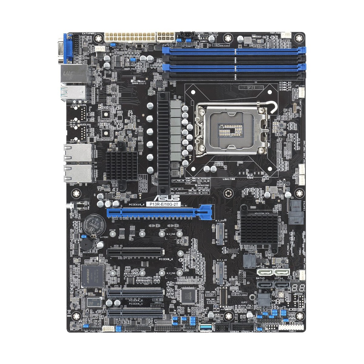 59761-1.jpg Asus P13R-E/10G-2T 1x LG Intel Xeon E-24XX 쉦 carte mère (4xDIMM 8x SATA 2xM.2 2x10GbE ASMB11-iKVM ATX) – Image 1